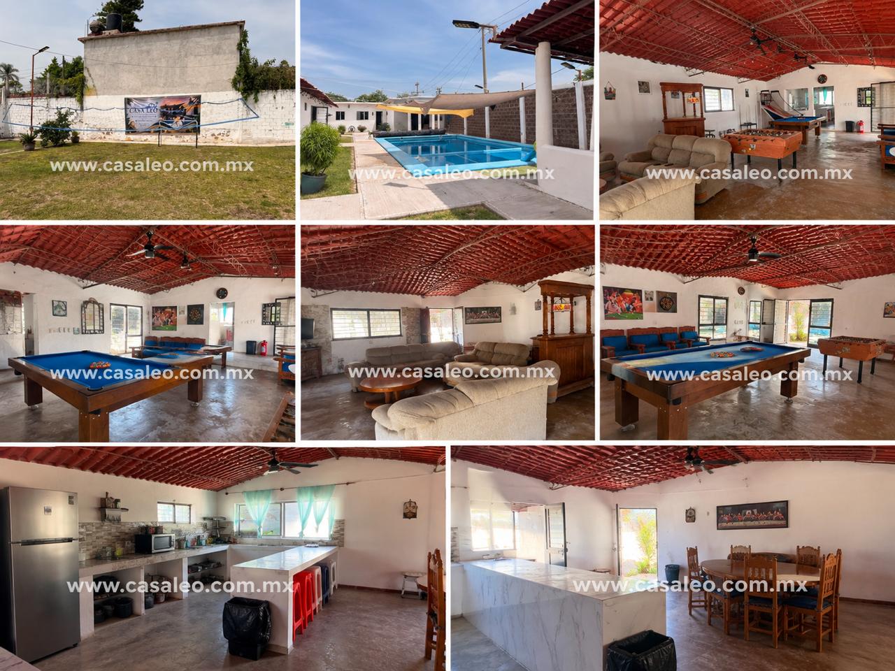Collage 1 de la alberca y espacios de Casa LEO